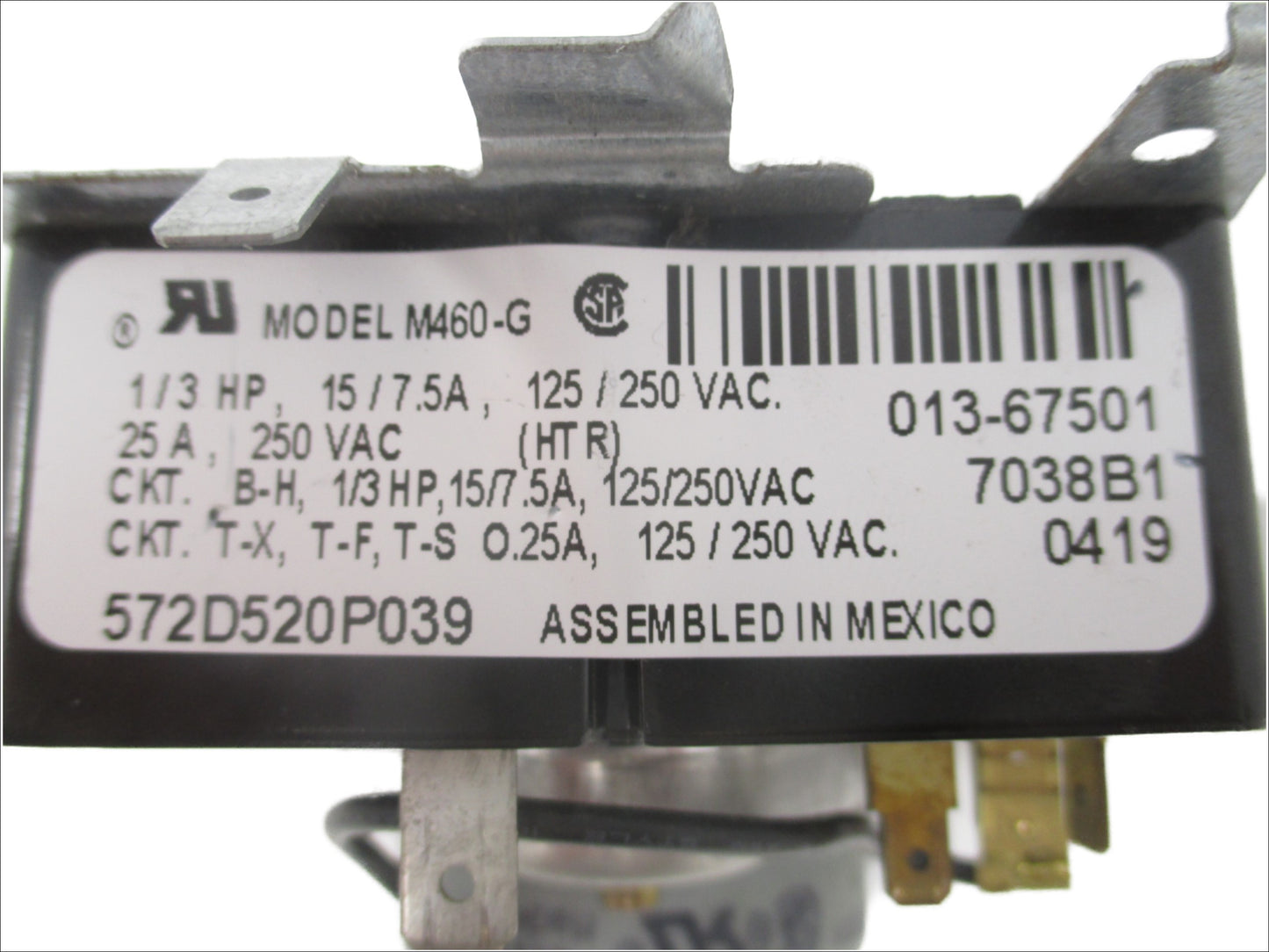 GE Dryer Timer 572D520P039 - Side View