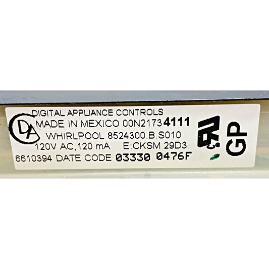 8524300 Whirlpool Black Stove Control ⚡2 Year Warranty ⚡ Fast Shipping⚡
