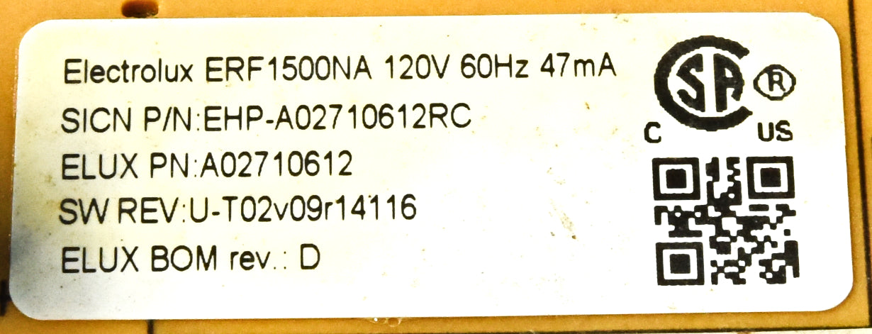 Electrolux Refrigerator Main Board Control Board A02710612 - Front View