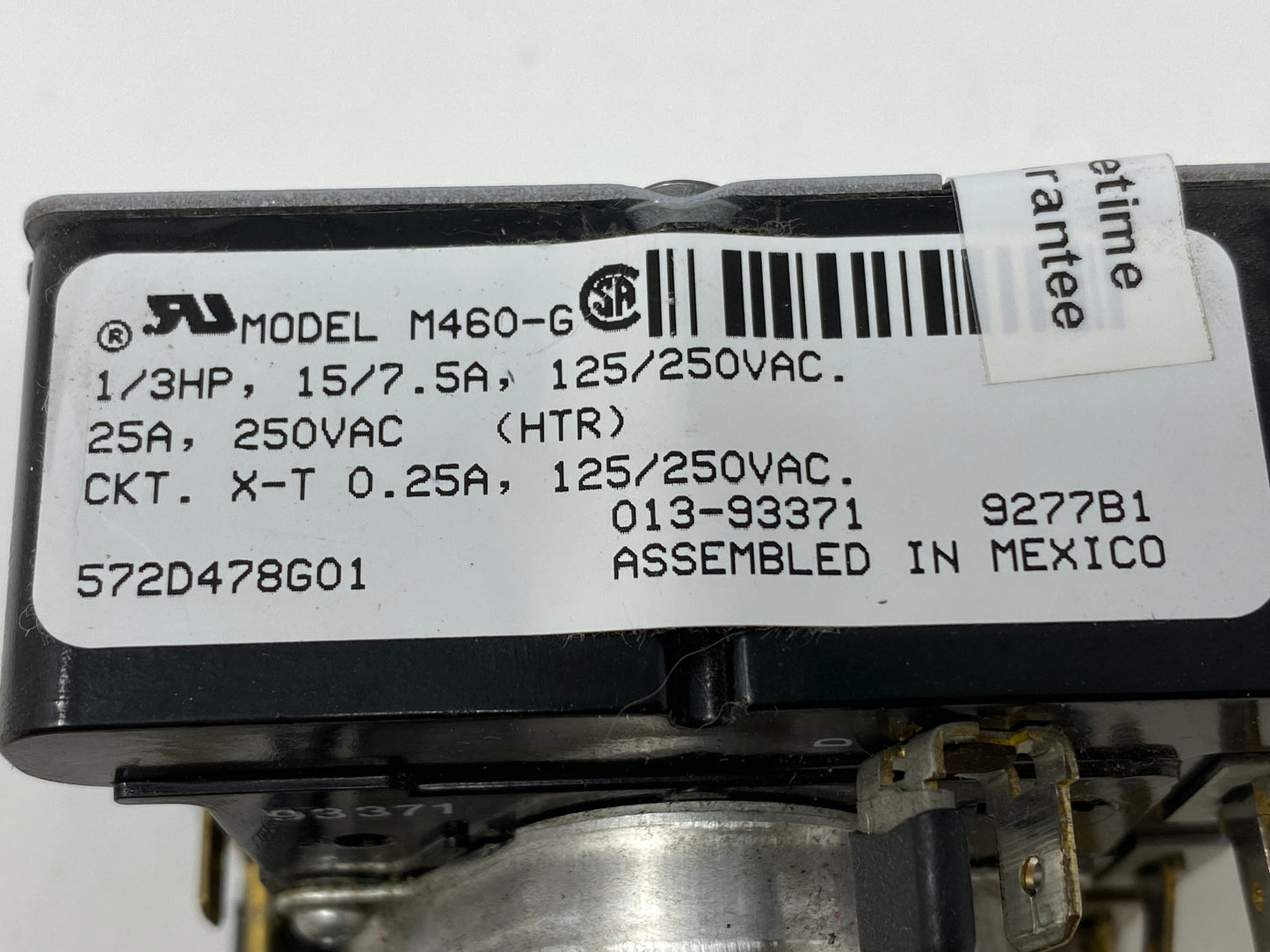GE Dryer Timer 572D478G01 - Side View