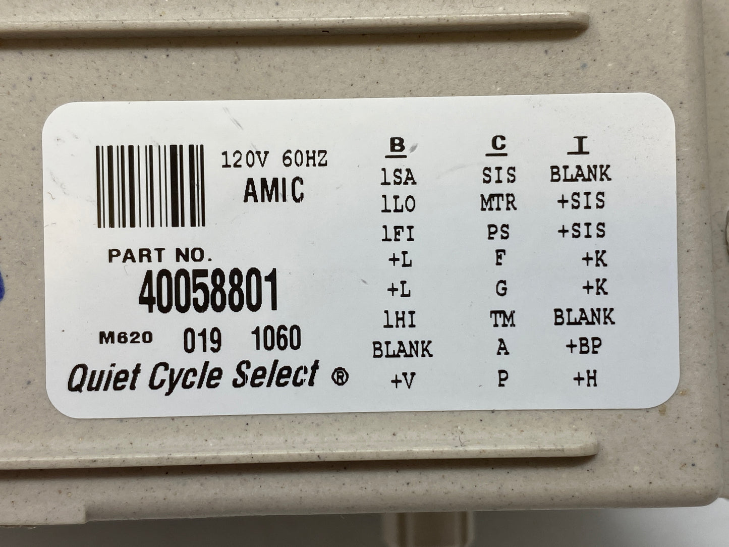 Amana Washer Dryer Timer 40058801 - Side View