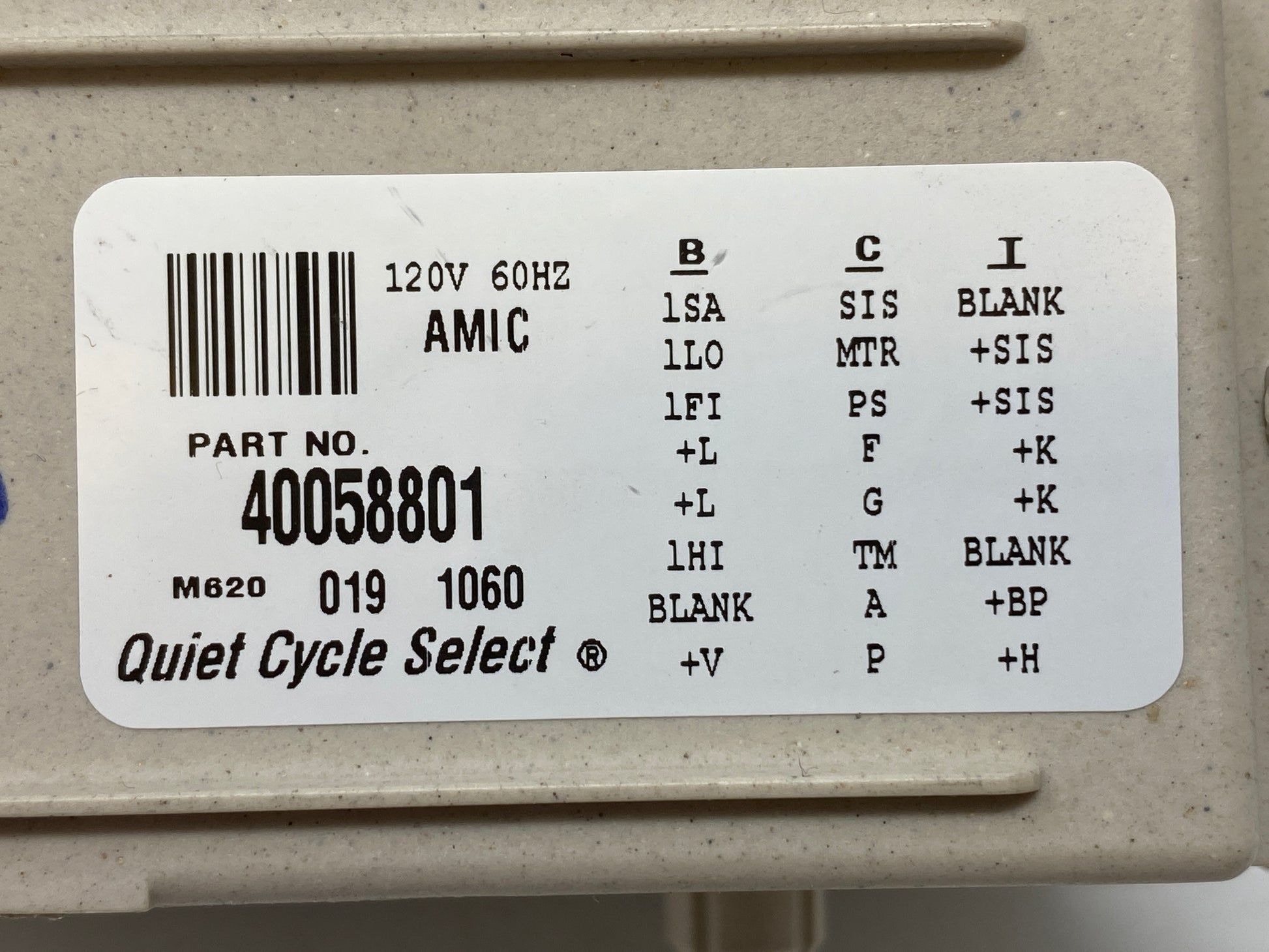 Amana Washer Dryer Timer 40058801 - Side View