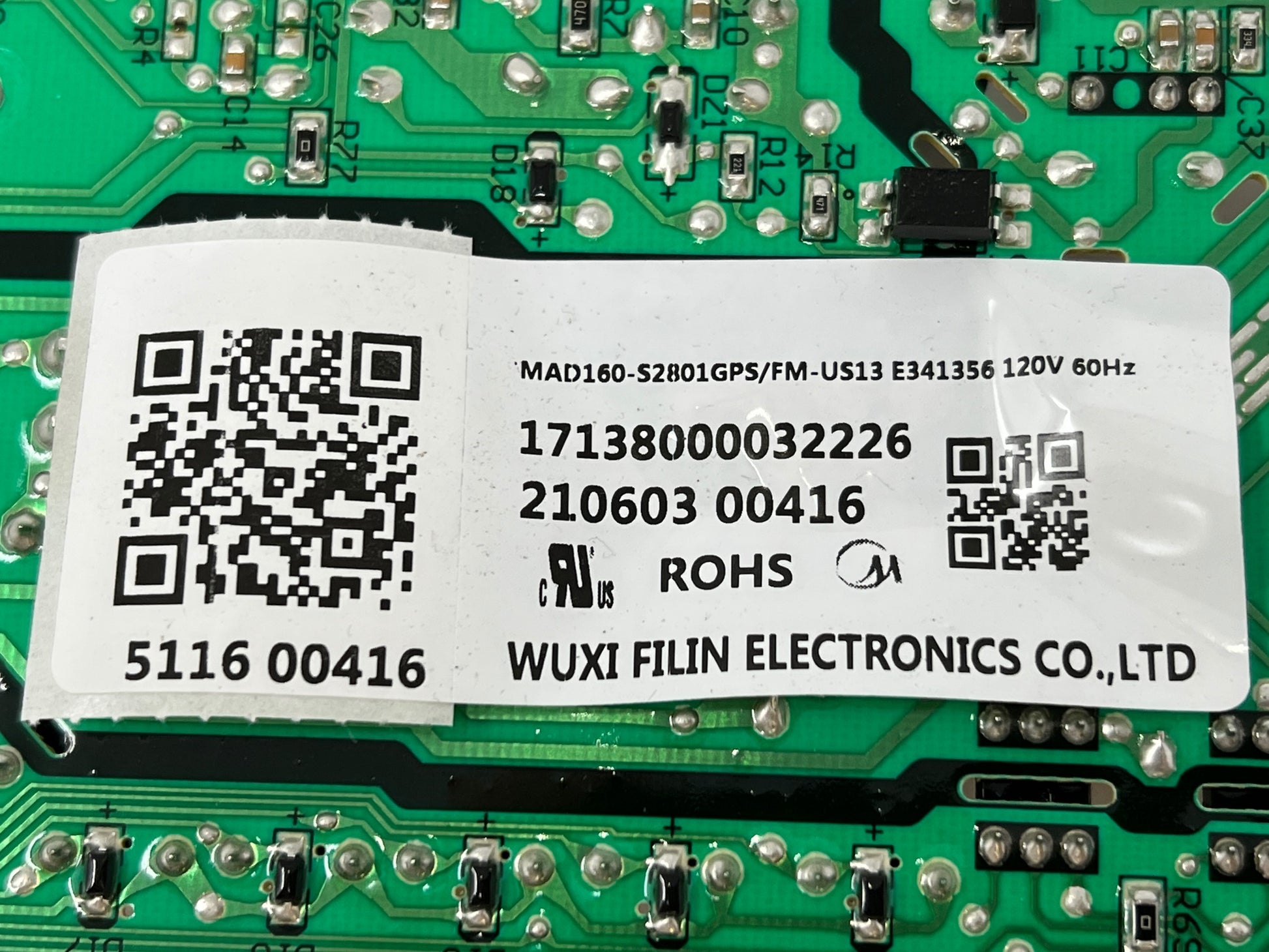 Insignia Washer Control Board 17138000032226 - Side View