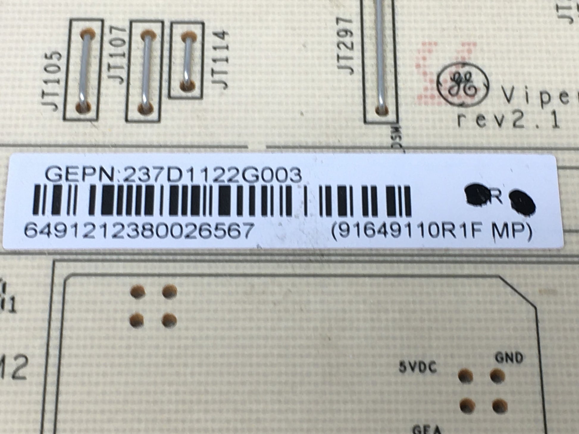 GE Control Board 237D1395G016 - Detail View