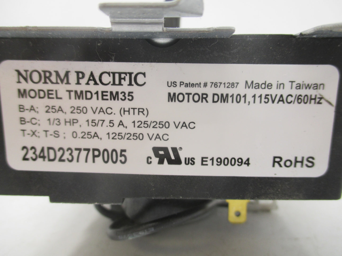 GE Dryer Timer 234D2377P005 - Side View